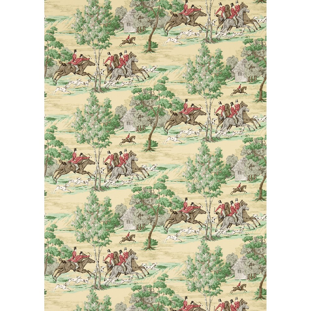 Tally Ho Wallpaper 214598 by Sanderson in Evergreen Crimson